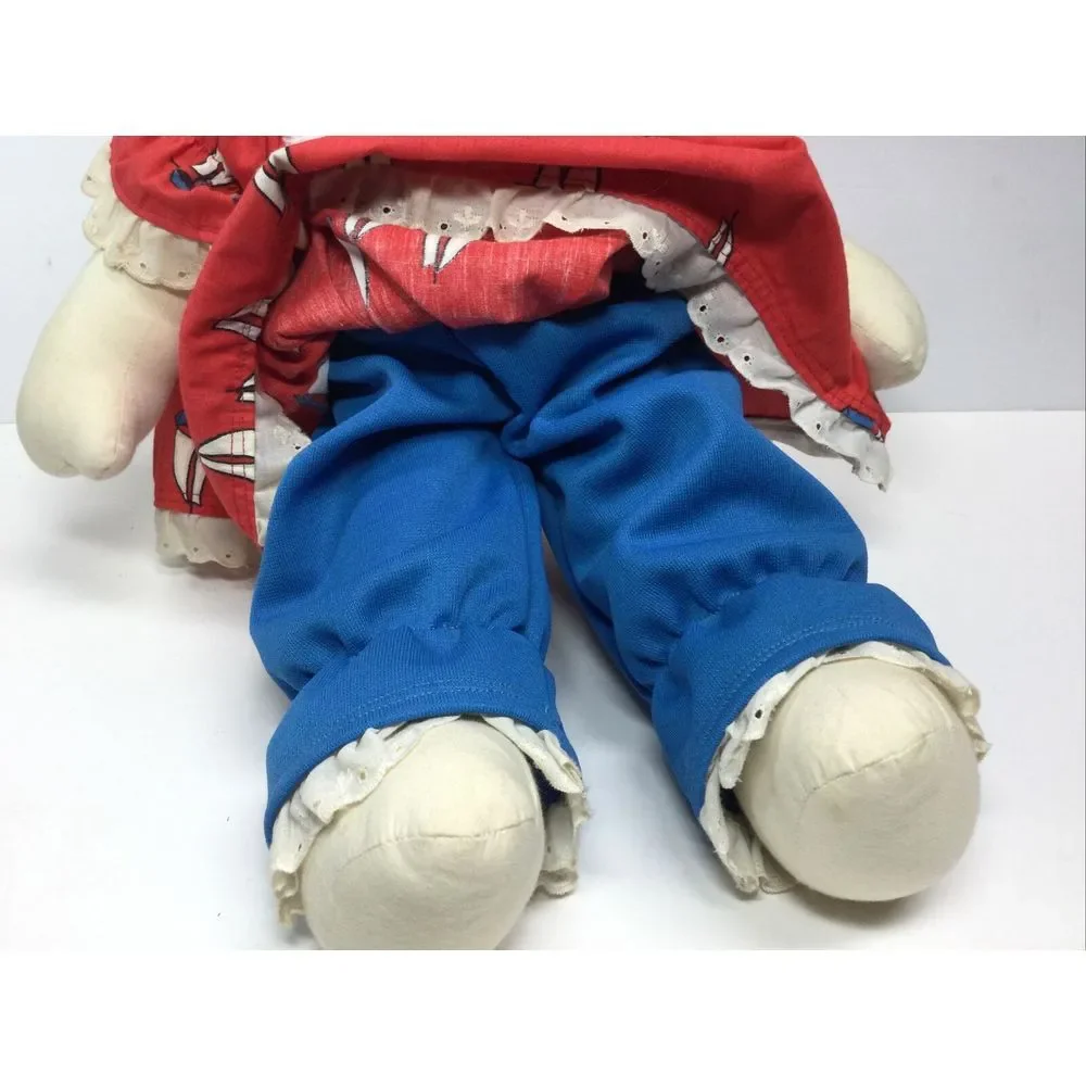 Vintage Handmade Cloth rag doll 19in Raggedy Ann plush doll toy‎